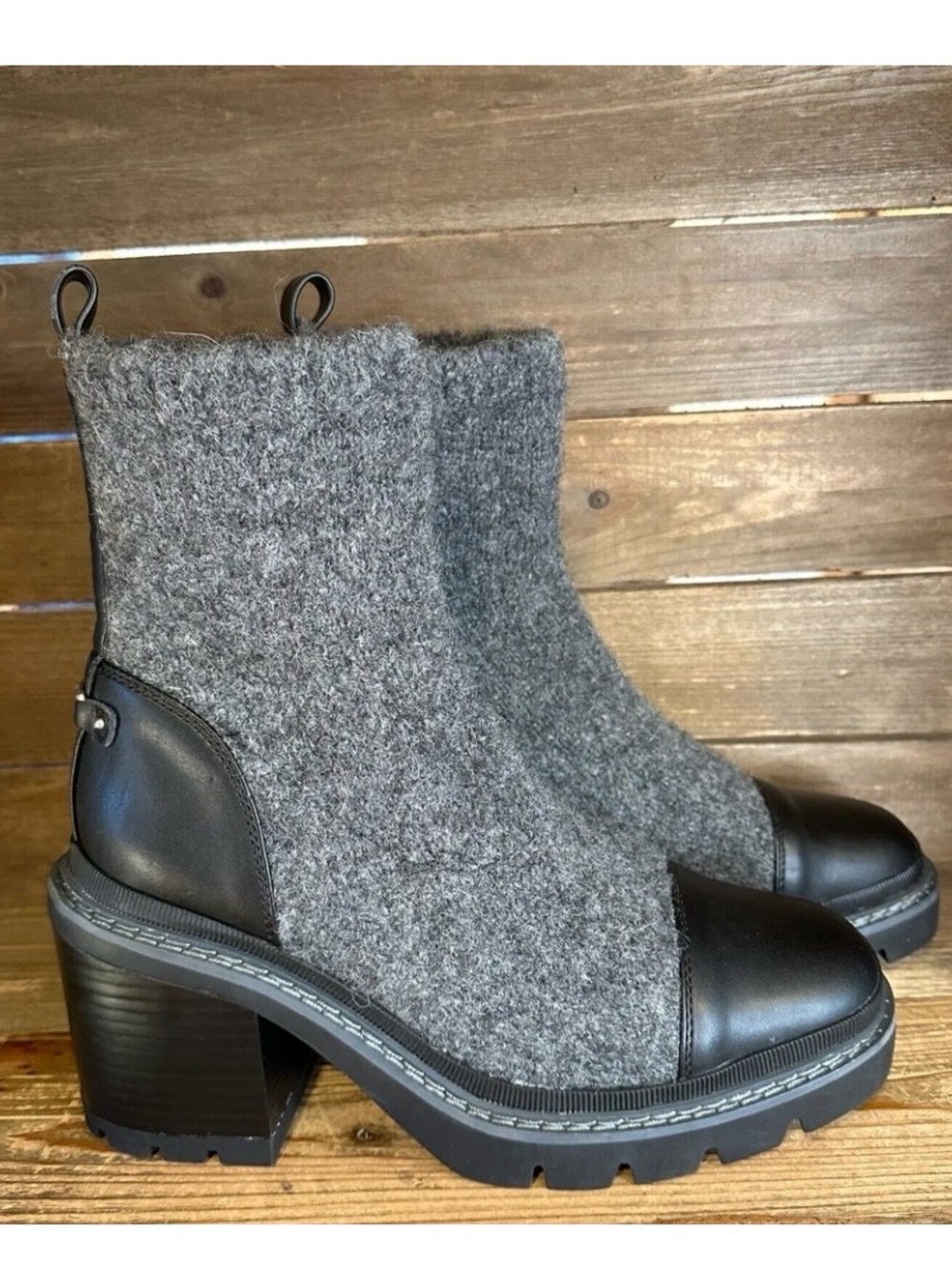 New NWOB Womens Sam Edelman Rozanna Gray Wool Heeled Booties Boots Size‎ 8 M